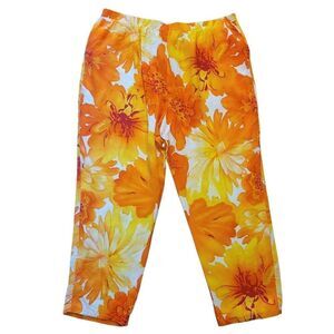 Vintage Diane Gilman Pants Women's 2X High Rise Relaxed Silk Watercolor Floral